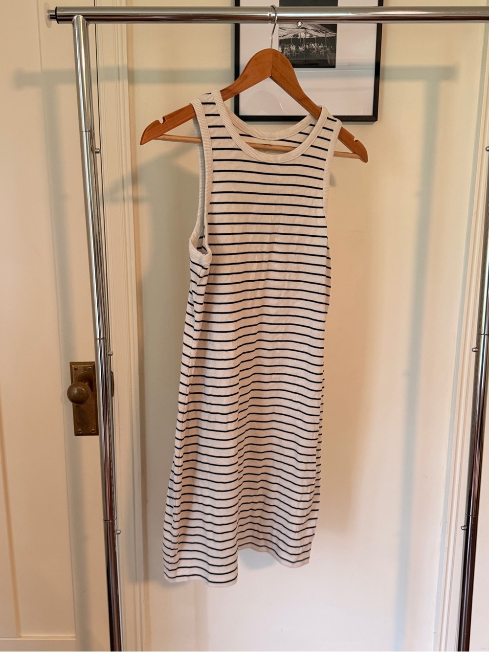 Striped Knit Cardigan Tank – White with Black Stripes